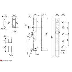 Uzatvárací pákový systém L-162mm pre riadiacu tyč 10x10mm Uzatvárací pákový systém L-162mm pre riadiacu tyč 10x10mm